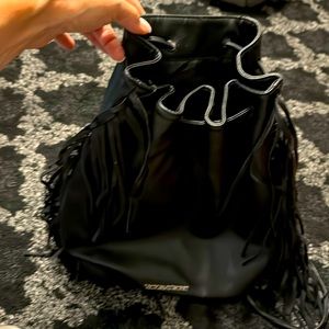 BLACK VICTORIA SECRET FRINGE BACKPACK